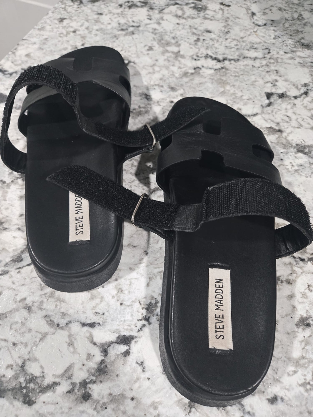 Steve Madden Black Strappy Slide Sandals
